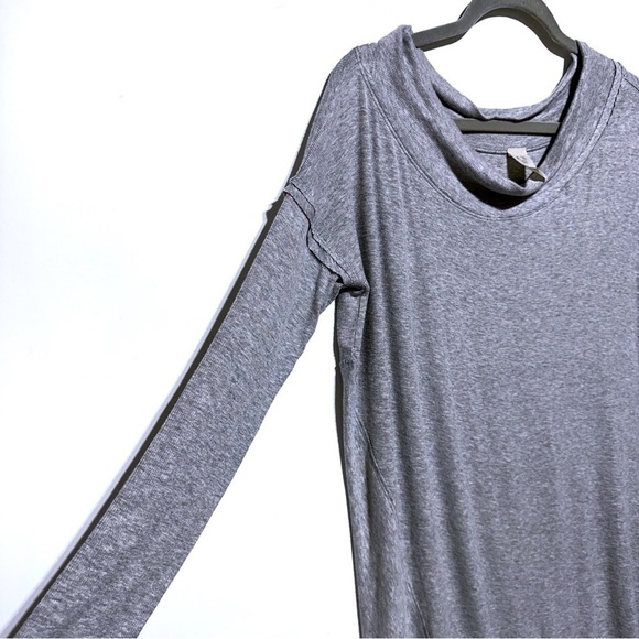 FREE PEOPLE Grapevine Tunic Split Side Long Sleeve Ribbed Knit Top Grey Size M - Picture 7 of 15